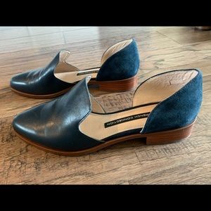 French connection blue leather loafer